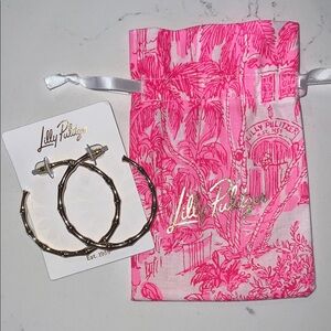 Lilly Pulitzer Pink Pouch with Gold Hoop Earrings